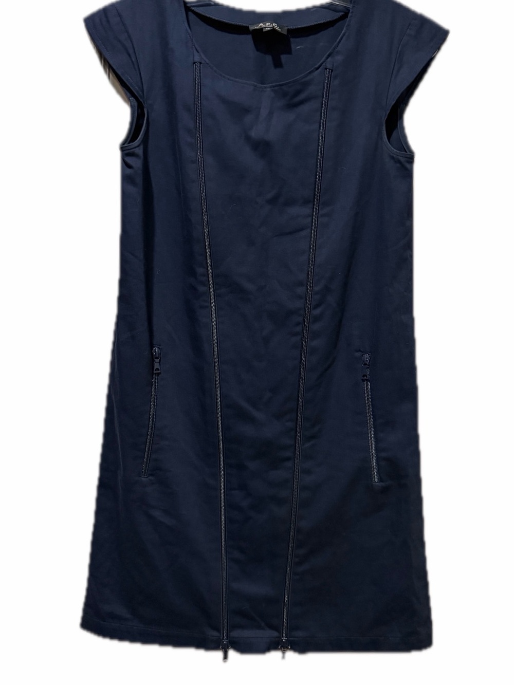 A.P.C. XS Navy Blue Paris Cap Sleeve Mini Dress Designer Preppy Office B11